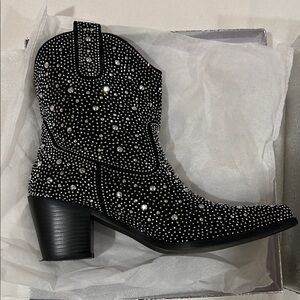 Black Studded Women's Ankle Boots